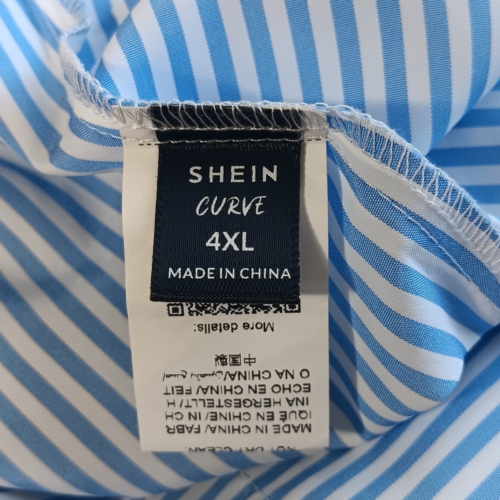 Blue White Striped Pinafore Jumper Dress Button Shoulder Summer Women Plus 4XL - Picture 10 of 16